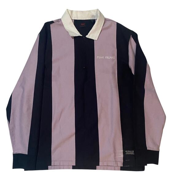 Levi's Other - Levi's Peak Freaks Striped Rugby Polo Shirt Men's Small Quarter Zip Purple Black